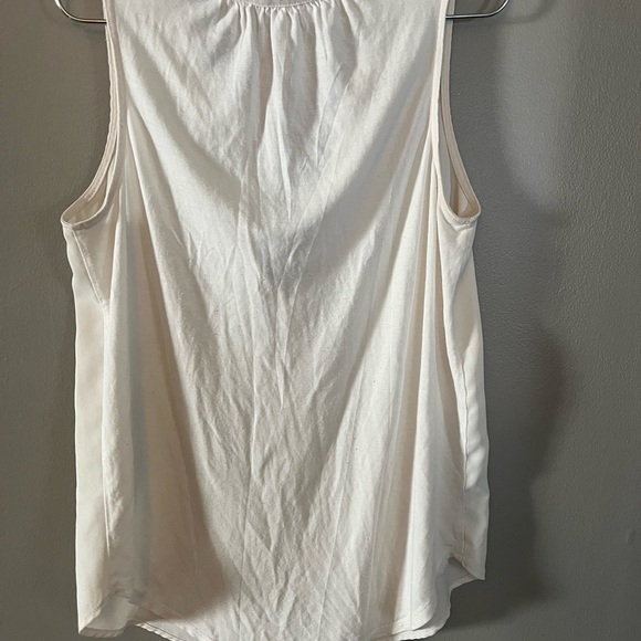 Loft shirt - cream sleeveless open v-neck mixed media - Picture 4 of 5